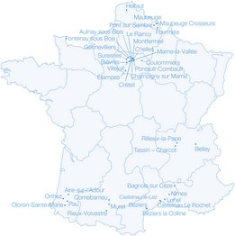 Mapa svih NephroCare centara za dijalizu u Francuskoj